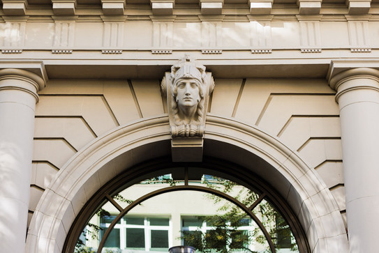 Exterior view of the building, classicist sandstone construction